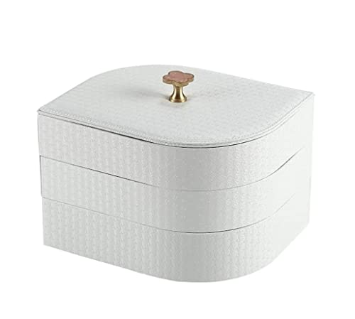 ASHSDI Schmuckaufbewahrung Deckel Messinggriff Blattförmige 3-lagige Schmuck-Organizer-Box High-End-Schmuckschatulle Aus Leder. Schmuckschatulle Schmuckschrank(B) von ASHSDI