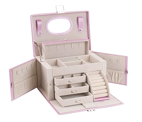 ASHSDI Schmuckaufbewahrung PU-Leder Schmuckschatulle Schmuckschatulle Multi-Layer Lock Ohrring Box Aufbewahrungsbox Halskettenbox Jubiläumshochzeit Für Damen Schmuckschatulle Schmuckschrank(Purple) von ASHSDI