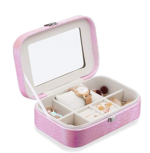 ASHSDI Schmuckaufbewahrung Reiseschmuckschatulle Variable Farbe PU-Leder Schmuck Organizer Aufbewahrungsbox Mit Spiegel Mädchen Geschenkbox. Schmuckschatulle Schmuckschrank(A) von ASHSDI