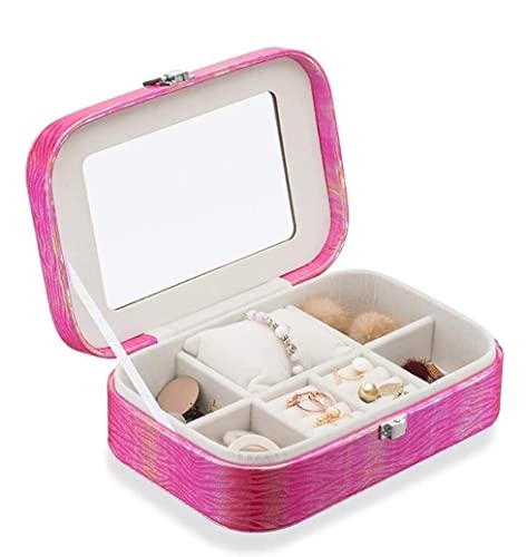 ASHSDI Schmuckaufbewahrung Reiseschmuckschatulle Variable Farbe PU-Leder Schmuck Organizer Aufbewahrungsbox Mit Spiegel Mädchen Geschenkbox. Schmuckschatulle Schmuckschrank(B) von ASHSDI