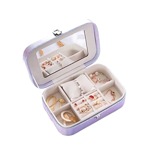 ASHSDI Schmuckaufbewahrung Reiseschmuckschatulle Variable Farbe PU-Leder Schmuck Organizer Aufbewahrungsbox Mit Spiegel Mädchen Geschenkbox. Schmuckschatulle Schmuckschrank(C) von ASHSDI