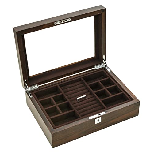 ASHSDI Schmuckaufbewahrung Schmuckschatulle Mit Schloss Und Schlüssel Schmuck Organizer Fall Für Frauen Halskette Ohrringe Ringe Schmuck Zubehör Organizer Schmuckschatulle Schmuckschrank(B) von ASHSDI