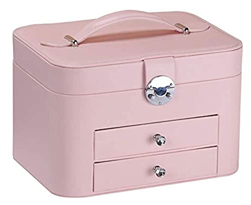 Schmuckaufbewahrung Doppelschicht Schmuckschatulle Mit Schloss Und Spiegel Schublade Abschließbar Reise Schmuck Organizer Schmuck Aufbewahrungsbox Für Frauen Schmuckschatulle Schmuckschrank(Pink) von ASHSDI