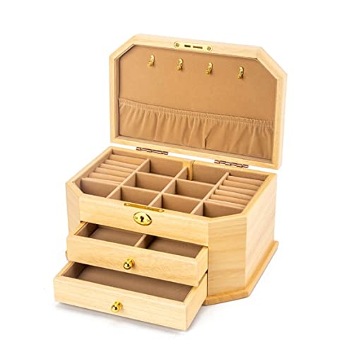 Schmuckaufbewahrung Große Schmuckschatulle Aus Holz Mit 2 Schubladen, Vintage-Schmuckschatulle, Ring, Halskette Und Ohrring-Organizer Schmuckschatulle Schmuckschrank(B) von ASHSDI