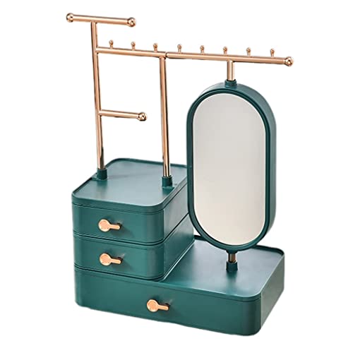 Schmuckaufbewahrung Schmuckkästchen Großer Schmuck-Organizer mit 3 Schubladen Schmuckkästchen mit Spiegel-Display-Aufbewahrungskoffer für Halsketten-Ring-Ohrringe Schmuckschatulle Schmuckschrank(B) von ASHSDI