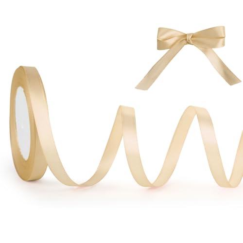 Geschenkband Gold, 10mm x 22m Schleifenband für Hochzeit, Geburtstagsgeschenk, Festival Dekoration, Satinband Breit Seidenband für DIY-Projekte, Zimmer, Bankett, Weihnachts Dekoration, Deko Band von ASHYLE