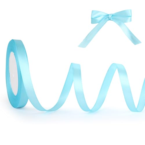 Geschenkband Blau, 10mm x 22m Schleifenband für Hochzeit, Geburtstagsgeschenk, Festival Dekoration, Satinband Breit Seidenband für DIY-Projekte, Zimmer, Bankett, Weihnachts Dekoration, Deko Band von ASHYLE