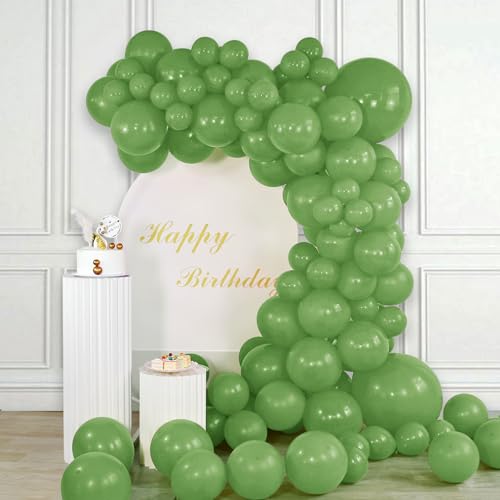 Luftballons in Salbeigrün, 102 Stück, Retro-Ballonbogen-Girlande, 102 Stück, olivgrün, 102 Stück, 102 Stück, grüne Luftballons, verschiedene Größen, Packung für Safari-Dschungel-Party, Babyparty, von ASIYUHY