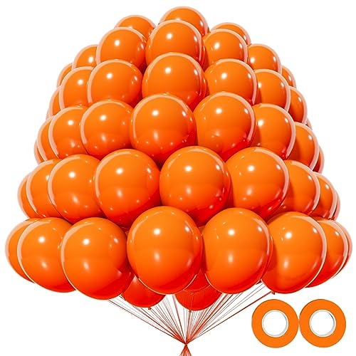 Orange Balloons 100 pack 12 inch Thicken Latex Halloween Balloons Orange Round Helium Balloon for Halloween Birthday Kids Party Weddings Baby Shower Decorations Supplies von ASIYUHY