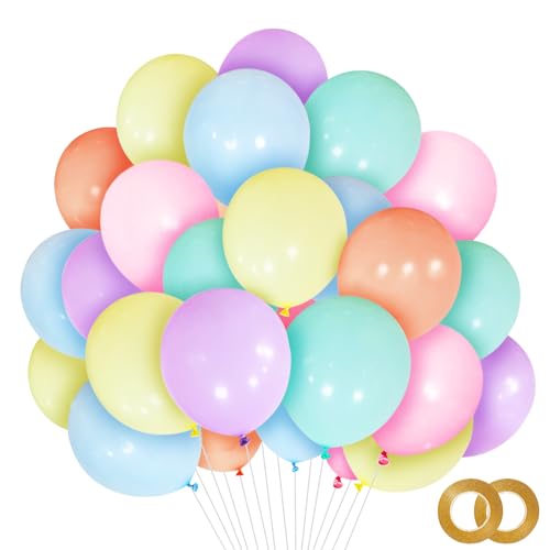 Pastell-Luftballons, 100 Stück, 30,5 cm, Regenbogenballons, verschiedene Farben, dicke Latex-Luftballons für Geburtstagsparty, Babyparty, Dekorations-Zubehör von ASIYUHY