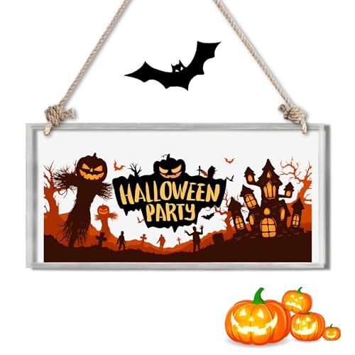 ASKITO Rechteckiges Halloween-Hängeschild aus Acryl mit Juteseil, 15,2 x 30,5 x 0,3 cm, perfektes Geschenk für Freunde und Familie, gruselige Heimdekoration, Halloween-Party-Dekoration, einzigartiges von ASKITO