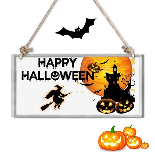 ASKITO Rechteckiges Halloween-Hängeschild aus Acryl mit Juteseil, 15,2 x 30,5 x 0,3 cm, perfektes Geschenk für Freunde und Familie, gruselige Heimdekoration, Halloween-Party-Dekoration, einzigartiges von ASKITO