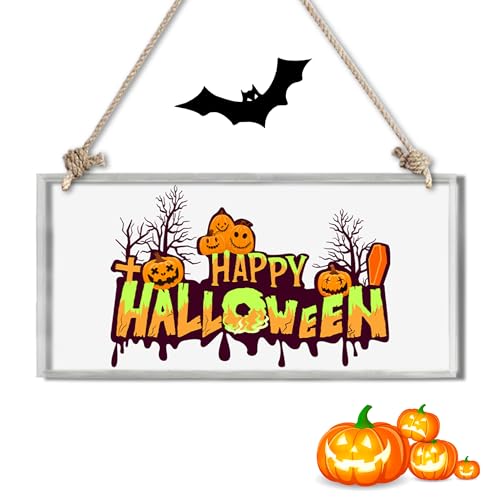 ASKITO Rechteckiges Halloween-Hängeschild aus Acryl mit Juteseil, 15,2 x 30,5 x 0,3 cm, perfektes Geschenk für Freunde und Familie, gruselige Heimdekoration, Halloween-Party-Dekoration, einzigartiges von ASKITO