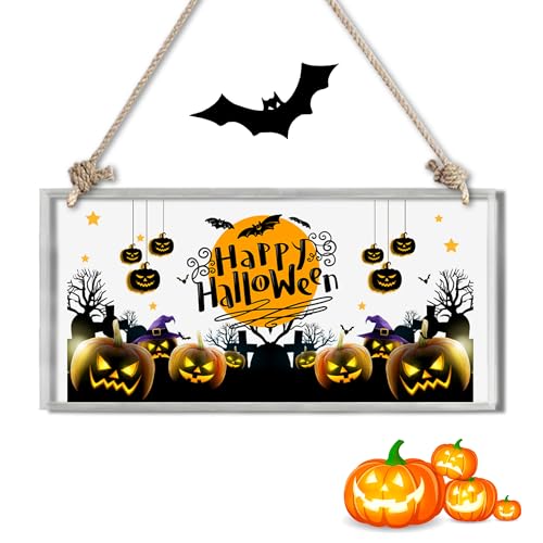 ASKITO Rechteckiges Halloween-Hängeschild aus Acryl mit Juteseil, 15,2 x 30,5 x 0,3 cm, perfektes Geschenk für Freunde und Familie, gruselige Heimdekoration, Halloween-Party-Dekoration, einzigartiges von ASKITO