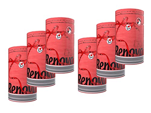 6er Pack Renova Küchenrollen - entspricht 18 Standardrollen - rot - Küchenrolle Küchenpapier 2-lagig - Maxi Rolle - farbig - bunt - Papierrolle - Allzwecktücher von ASKON