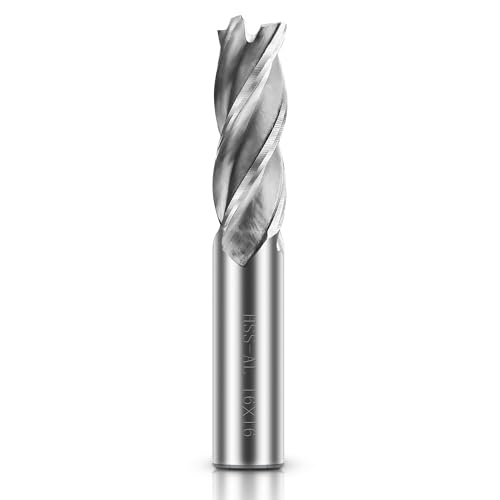 ASNOMY 16mm HSS Schaftfräser CNC Drehmaschine geraden Schaft 16mm, 4 Flöte Spiralfräser Schneide Schaftfräsersatz Drill End Mill Fräser Bit von ASNOMY