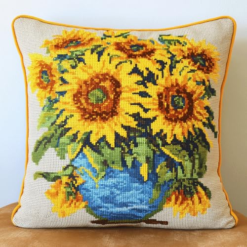 ASONGLINGO DIY Latch Cushion Kit Knotting Set Adult Cushion Latch Cushion Set, Knüpfpackungen Für Anfänger, Knotting and Weaving Kits 43x43cm(Sonnenblume) von ASONGLINGO