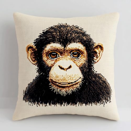 ASONGLINGO Kreuzstich Knüpfkissen Zum Selber knüpfen Kissen Set Tier Affe Knüpfpackungen Für Anfänger, Diy-Kissen, latch hook kits,Heimdekoratio 43x43cm ASONGLINGO Kreuzstich Knüpfkissen Zum Selber knüpfen Kissen Set Tier Affe Knüpfpackungen Für Anfänger, Diy-Kissen, latch hook kits,Heimdekoratio 43x43cm von ASONGLINGO