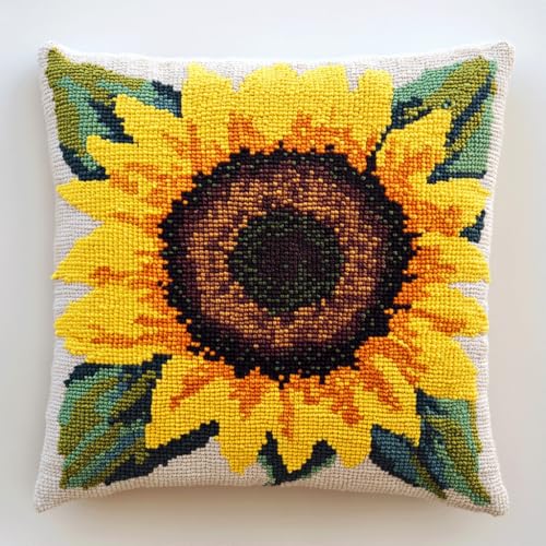 ASONGLINGO Latch Cushion Set for Homemade Cushion Covers,Crochet, Knüpfteppiche & Knüpfkissen 43x43cm(Sonnenblume) von ASONGLINGO