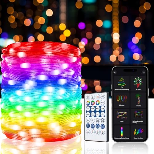 ASORT Wasserdicht Lichterkette Batterie, 10m LED USB Innen Lichterketten 100 LED Birnen, 99+ Szenen Modimit Fernbedienung für Weihnachten, Schlafzimmer, Party, Hochzeit von ASORT