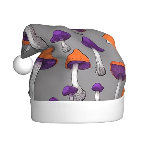 ASPOIJHN (Bright Mushrooms Art) Unisex Weihnachtsmütze Plüsch Weihnachtsmannmütze Festlicher Kopfschmuck für Erwachsene Party Xmas Kostüm Supplies von ASPOIJHN