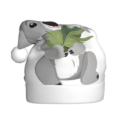 ASPOIJHN (Grünes Blatt-Koala) Unisex-Weihnachtsmütze, Plüsch, Weihnachtsmannmütze, festlicher Kopfschmuck für Erwachsene, Party, Weihnachten, Kostümzubehör von ASPOIJHN