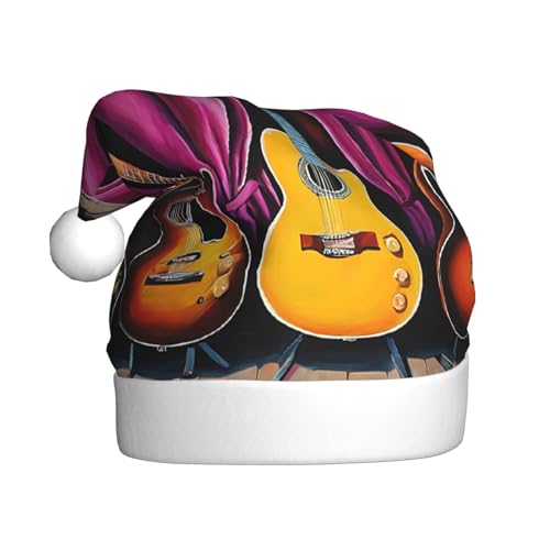 ASPOIJHN (Guitar Collection) Unisex Weihnachtsmütze Plüsch Weihnachtsmannmütze Festlicher Kopfschmuck für Erwachsene Party Xmas Kostüm Zubehör von ASPOIJHN