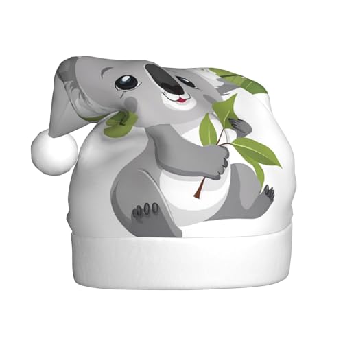 ASPOIJHN (Niedlicher Koala) Unisex-Weihnachtsmütze, Plüsch, Weihnachtsmannmütze, festlicher Kopfschmuck für Erwachsene, Party, Weihnachten, Kostümzubehör von ASPOIJHN