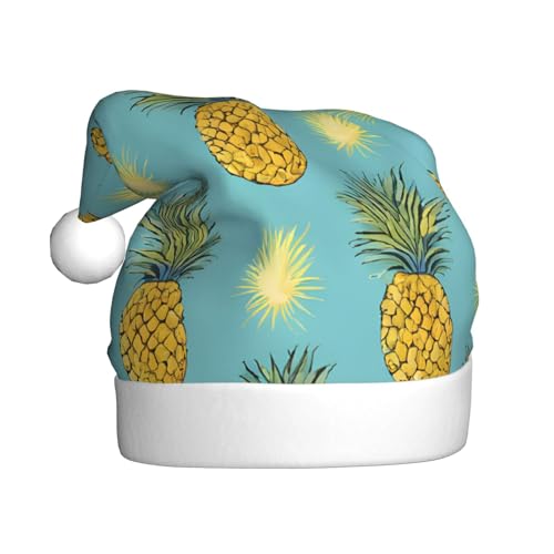 ASPOIJHN (Tropische Früchte Ananas) Unisex Weihnachtsmütze Plüsch Weihnachtsmannmütze Festlicher Kopfschmuck für Erwachsene Party Xmas Kostüm Zubehör von ASPOIJHN