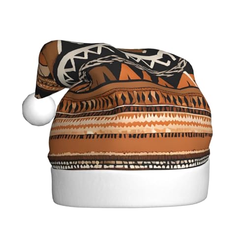 ASPOIJHN Afrikanische Schlammtuch, Tribal), Unisex, Weihnachtsmütze, Plüsch, Weihnachtsmannmütze, festlicher Kopfschmuck für Erwachsene, Party, Weihnachten, Kostümzubehör von ASPOIJHN