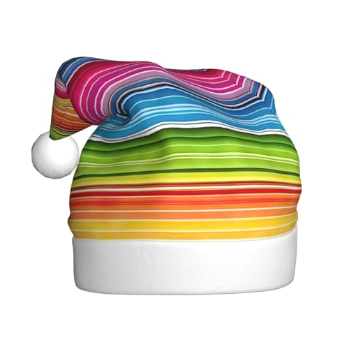 ASPOIJHN Bunte mexikanische Streifen), Unisex, Weihnachtsmütze, Plüsch, Weihnachtsmannmütze, festlicher Kopfschmuck für Erwachsene, Party, Weihnachten, Kostümzubehör von ASPOIJHN