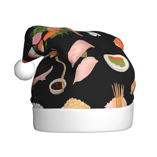 ASPOIJHN Japanische Sushi-Weihnachtsmütze, Unisex, Plüsch, Weihnachtsmannmütze, festlicher Kopfschmuck für Erwachsene, Party, Weihnachten, Kostümzubehör von ASPOIJHN