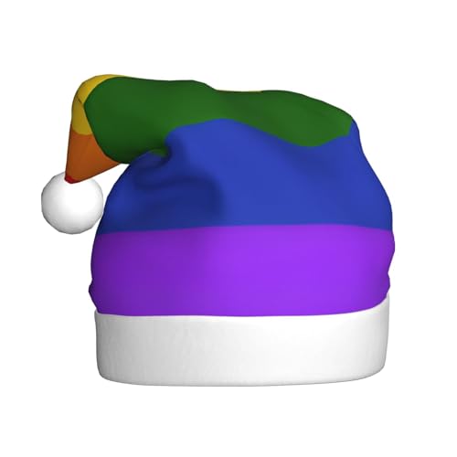 ASPOIJHN Weihnachtsmütze mit Regenbogen-Flagge, Unisex, Plüsch, Weihnachtsmannmütze, festlicher Kopfschmuck für Erwachsene, Party, Weihnachten, Kostümzubehör von ASPOIJHN