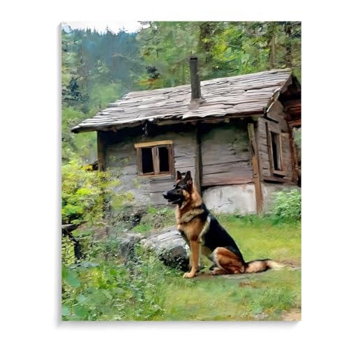 5D Diamant Malerei Kit Deutscher Schäferhund Full Drill Kristall Strass DIY Diamond Painting mit Diamond Painting für Wand Dekoration und Geschenk 40 x 50 cm (16 x 20 Zoll) Rahmenlos von ASSKQMY