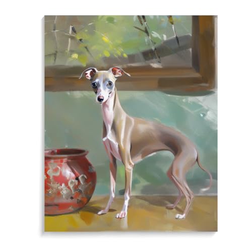 Diamond Painting Italienischer Windhund Hund Diamant Painting Bilder 5D Diamant Malerei Kits Diamond Painting Landschaft Arts Craft Home 30 x 40 cm (12 x 16 Zoll) Rahmenlos von ASSKQMY