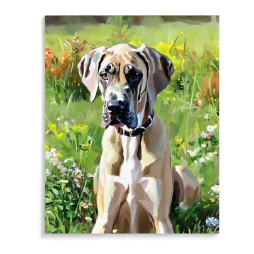 Diamond Painting Rehkitz-Deutsche Dogge DIY 5d Diamant Painting Diamant malerei Kits Malen nach Zahlen wohnzimmer bilder für die Inneneinrichtung 30 x 40 cm (12 x 16 Zoll) Rahmenlos von ASSKQMY