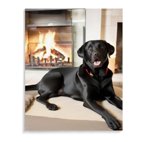 Malen Nach Zahlen Erwachsene Labrador Retriever-Hund für Erwachsene DIY Ölgemälde-Set für Anfänger 20 x 24 Zoll (50 x 60 cm) Rahmenlos von ASSKQMY