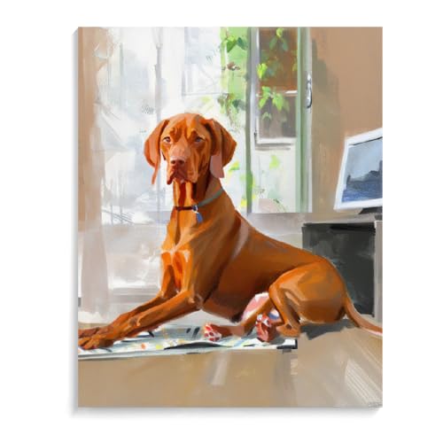 Malen Nach Zahlen Erwachsene Vizsla-Hund für Erwachsene DIY Ölgemälde-Set für Anfänger 20 x 24 Zoll (50 x 60 cm) Rahmenlos von ASSKQMY