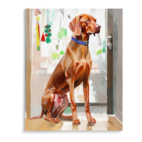 Malen Nach Zahlen Vizsla-Hund DIY Paint by Numbers DIY Handgemalt Ölgemälde Kits für Anfänge Malen Nach Zahlen Geschenke Kits 40 x 50 cm (16 x 20 Zoll) Rahmenlos von ASSKQMY