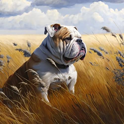 Malen nach Zahlen für Erwachsene Bulldogge Grasland Bunt Anfänger bis Fortgeschrittene Zahlen Malset Spaß DIY Erwachsene Kunst- und Bastelprojekte von ASSKQMY