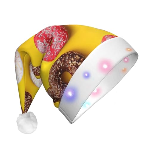 Donut-LED-Weihnachtsmütze für Erwachsene, Uni, beleuchtete Weihnachtsmannmütze mit Neuheit Druck von ASSORT