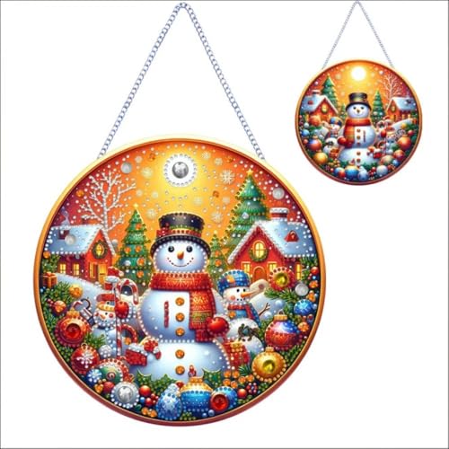 ASSSCVB Diamond Painting Weihnachten Anhänger Schneemann, DIY-Diamant-Kunst-Gemälde-Dekoration, Weihnachts-Diamant-Kunstornament, Doppelseitiger Diamantmalerei-Anhänger, Hausgartendekoration (C) von ASSSCVB