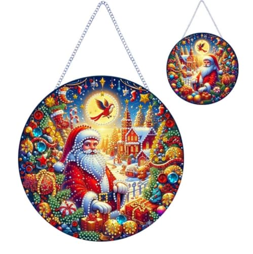 ASSSCVB Diamond Painting Weihnachten Anhänger Schneemann, DIY-Diamant-Kunst-Gemälde-Dekoration, Weihnachts-Diamant-Kunstornament, Doppelseitiger Diamantmalerei-Anhänger, Hausgartendekoration (G) von ASSSCVB