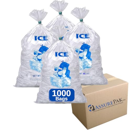 Transparente Kunststoff-Eisbeutel, 2,3 kg, 1000 wiederverwendbare Beutel pro Packung, 22,9 x 45,7 cm, 1,25 mm dick, praktische Großpackung für Eisaufbewahrung und mehr von ASSUREPAK