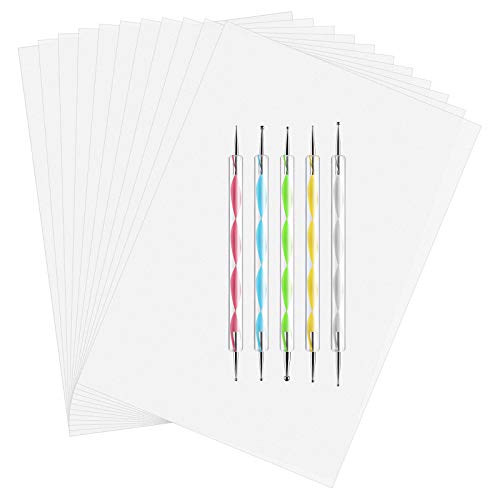 ASTARON 150 Blatt Weiß Kohlepapier Transferpapier, Pauspapier Carbon Papier mit 5 Pcs Präge-Stift-Punktierungswerkzeuge für Stoff Stoff Papier Holz von ASTARON