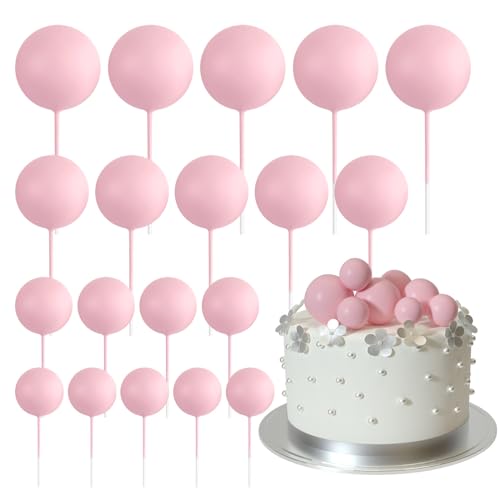 ASTARON 20 Stück Tortendeko Kugeln Cake Topper, Mini-Ballons Tortenaufleger für Hochzeit Party Babyparty Geburtstag Torte Dekorieren(Hellrosa) von ASTARON