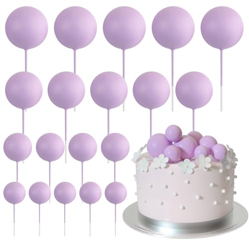 ASTARON 20 Stück Tortendeko Kugeln Cake Topper, Mini-Ballons Tortenaufleger für Hochzeit Party Babyparty Geburtstag Torte Dekorieren(Hellviolett) von ASTARON