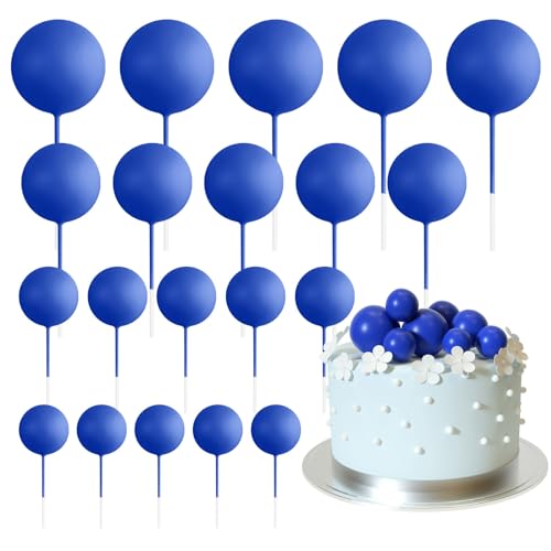 ASTARON 20 Stück Tortendeko Kugeln Cake Topper, Mini-Ballons Tortenaufleger für Hochzeit Party Babyparty Geburtstag Torte Dekorieren(Königsblau) von ASTARON