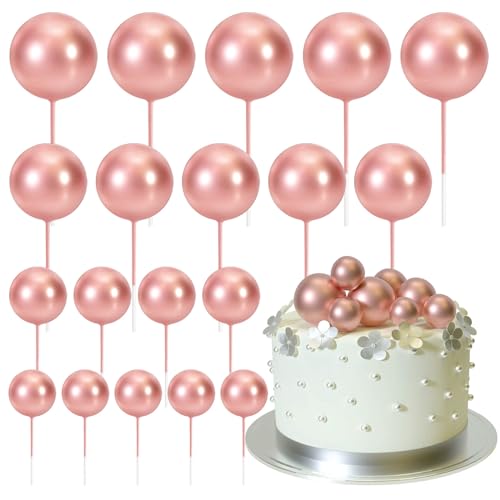 ASTARON 20 Stück Tortendeko Kugeln Cake Topper, Mini-Ballons Tortenaufleger für Hochzeit Party Babyparty Geburtstag Torte Dekorieren(Roségold) von ASTARON