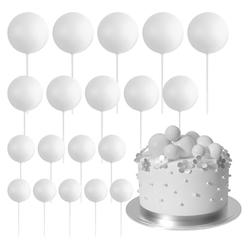 ASTARON 20 Stück Tortendeko Kugeln Cake Topper, Mini-Ballons Tortenaufleger für Hochzeit Party Babyparty Geburtstag Torte Dekorieren(Weiß) von ASTARON